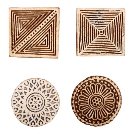 Set of 4 Piece New Mix Wooden Printing Block